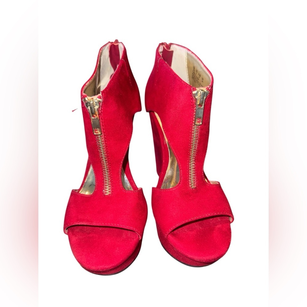 Carlos Santana Red High Heeled Wedges